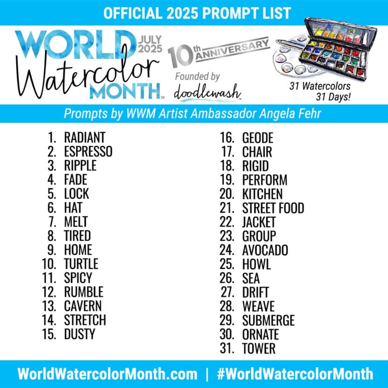 World Watercolor Month 2025 Official Prompt List