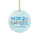 World Watercolor Month 2026 Ceramic Ornament - Image 4