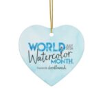 World Watercolor Month 2026 Ceramic Ornament - Image 7